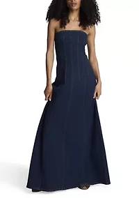 Women's Strapless A-Line Denim Dress