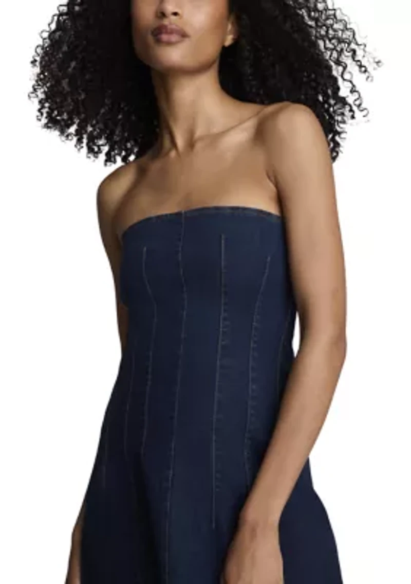 Women's Strapless A-Line Denim Dress