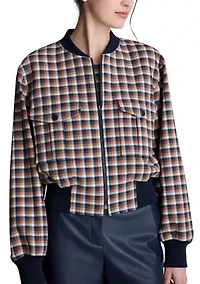 Women's Plaid Bomber Jacket