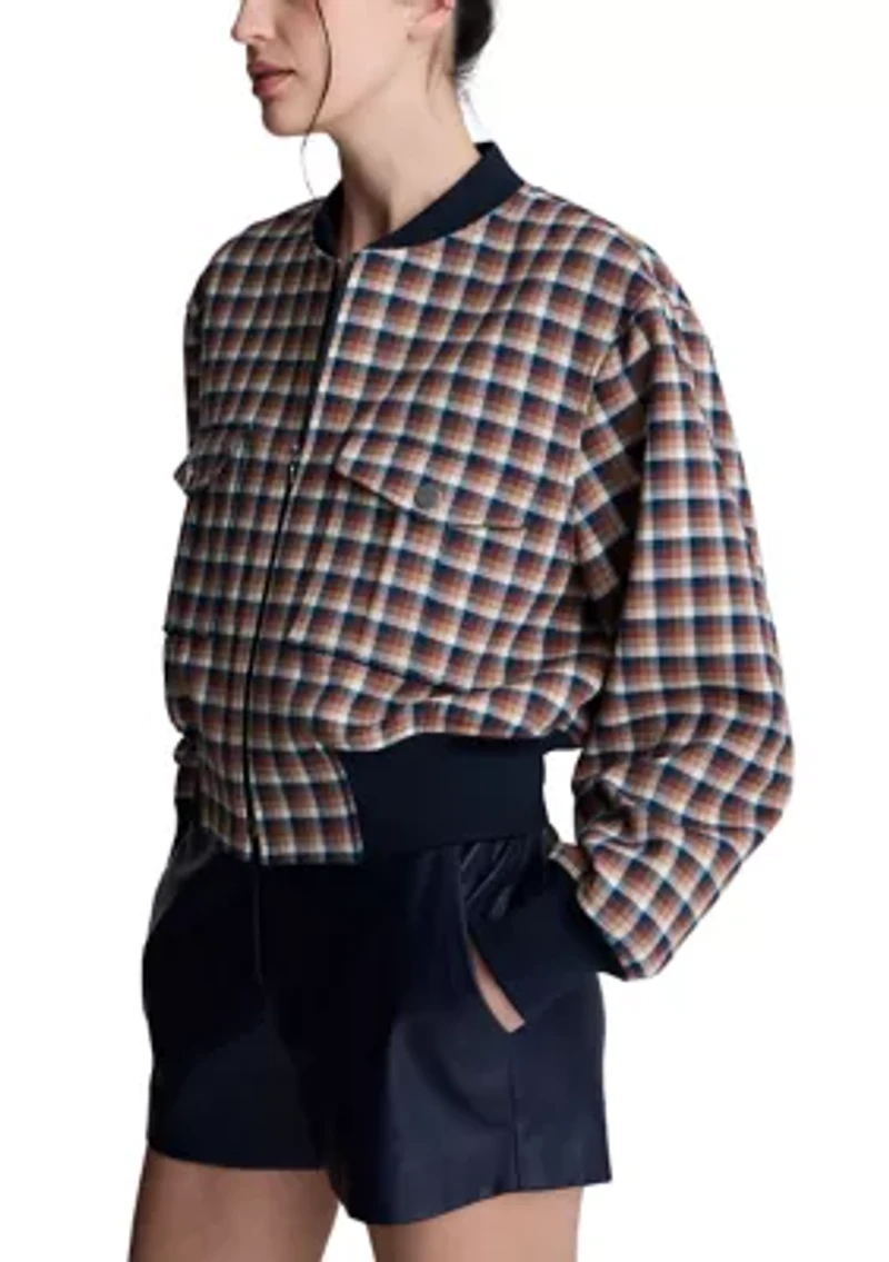 Women's Plaid Bomber Jacket