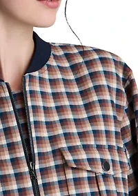 Women's Plaid Bomber Jacket
