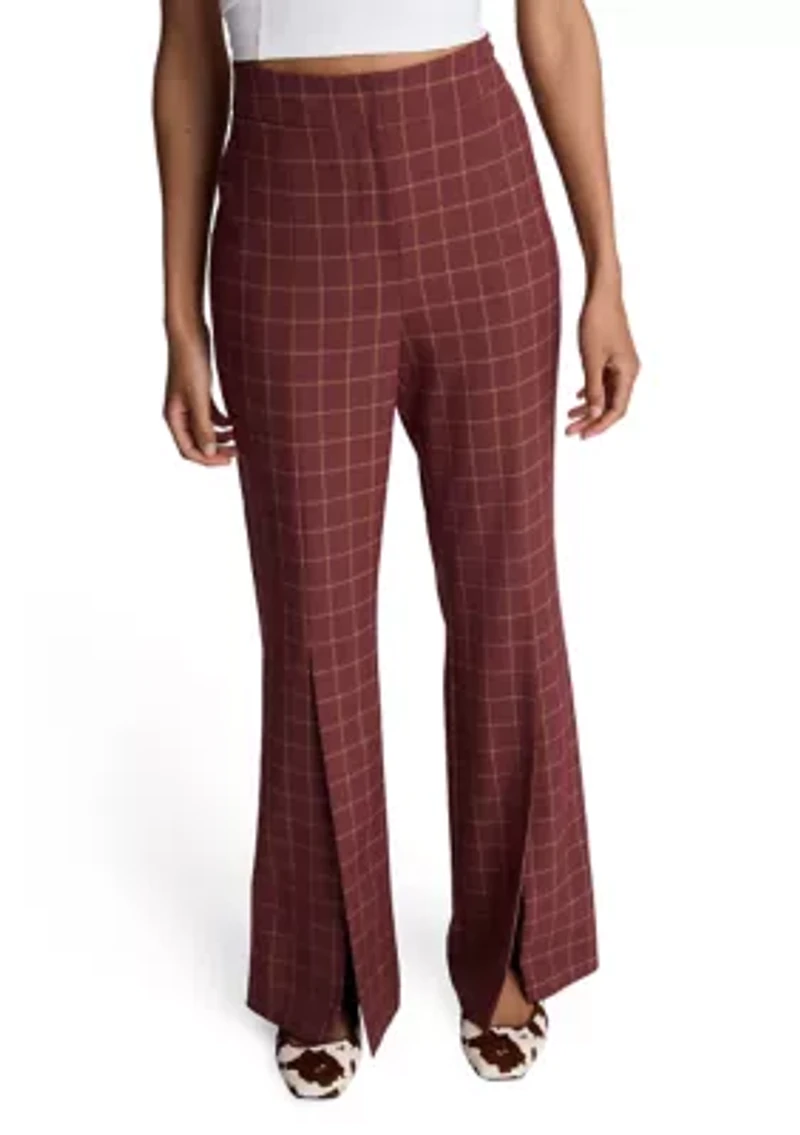 Women's Plaid Slit Leg Pants