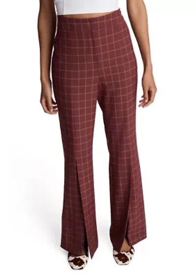 Women's Plaid Slit Leg Pants