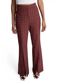 Women's Plaid Slit Leg Pants