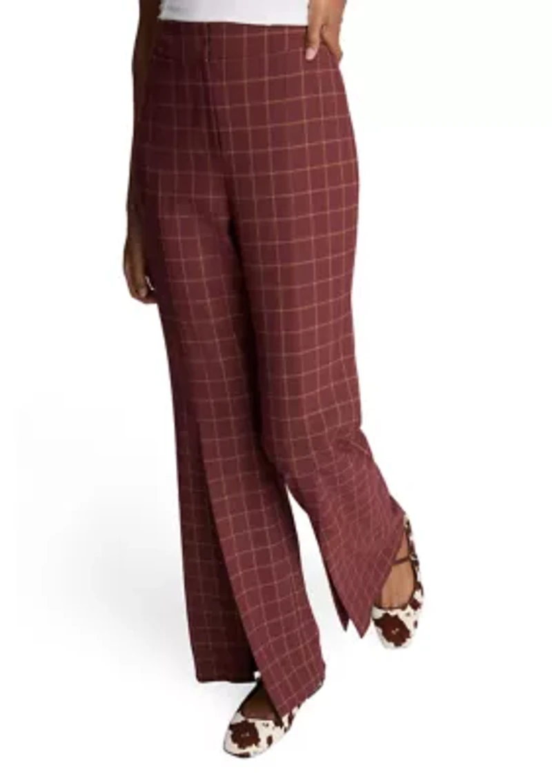 Women's Plaid Slit Leg Pants