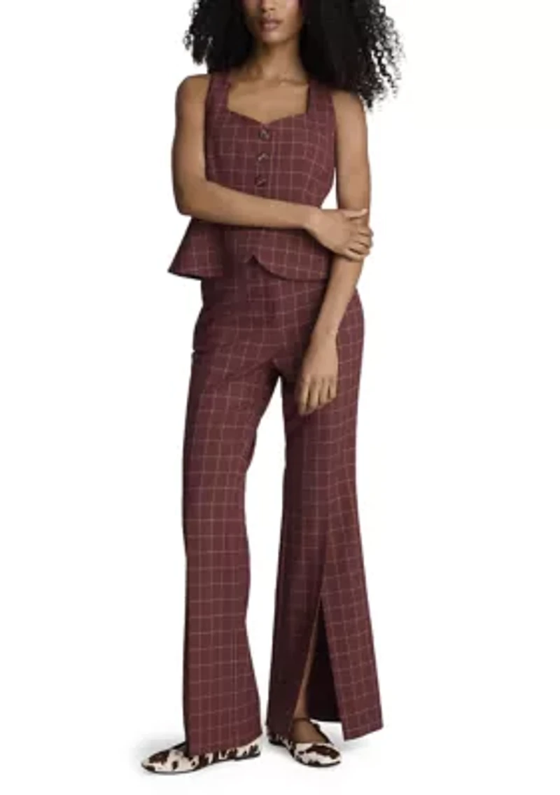 Women's Plaid Slit Leg Pants