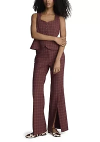 Women's Plaid Slit Leg Pants