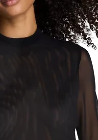 Women's Long Sleeve Mock Neck 2Fer Vegan Leather Dress