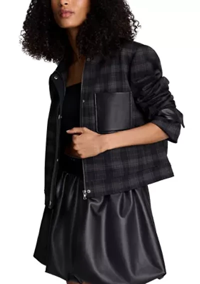 Women's Long Sleeve Plaid One Pocket Jacket