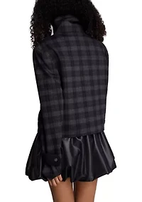Women's Long Sleeve Plaid One Pocket Jacket