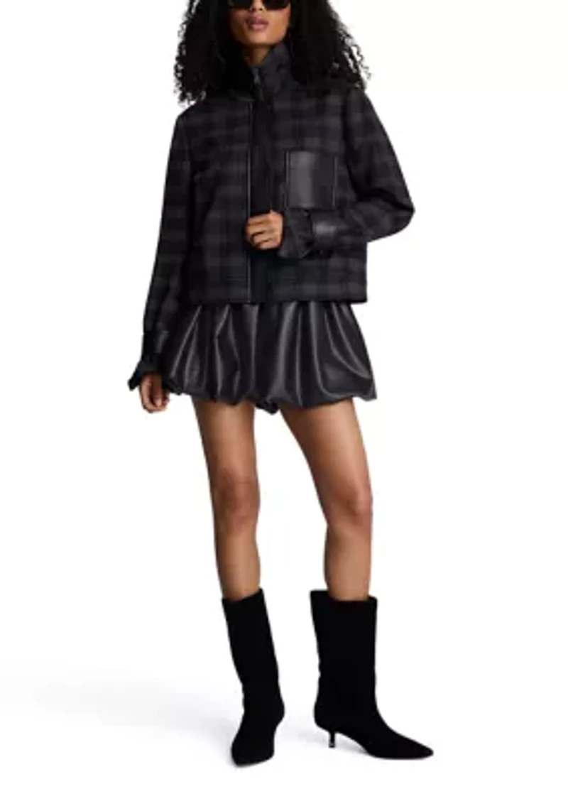 Women's Long Sleeve Plaid One Pocket Jacket