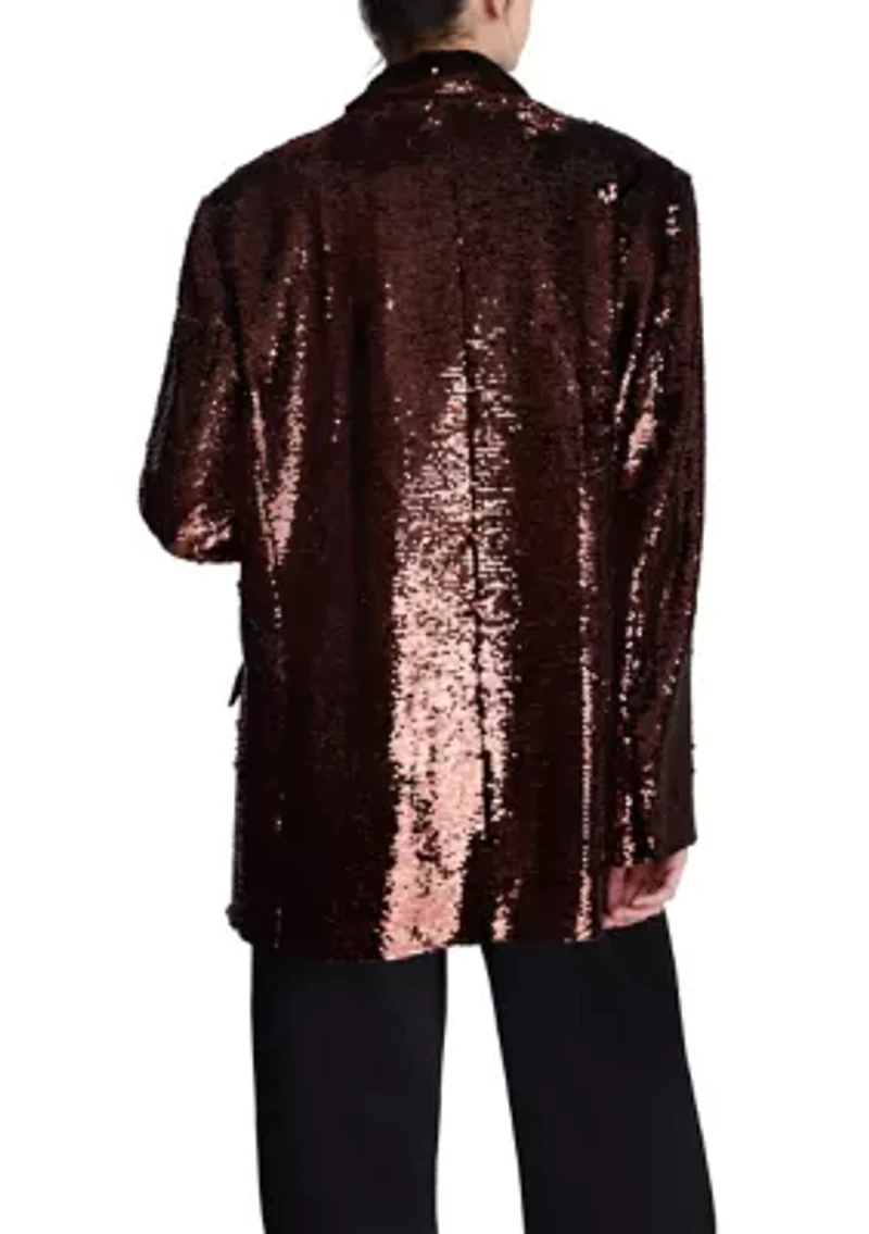 Women's Notch Collar Sequin Blazer
