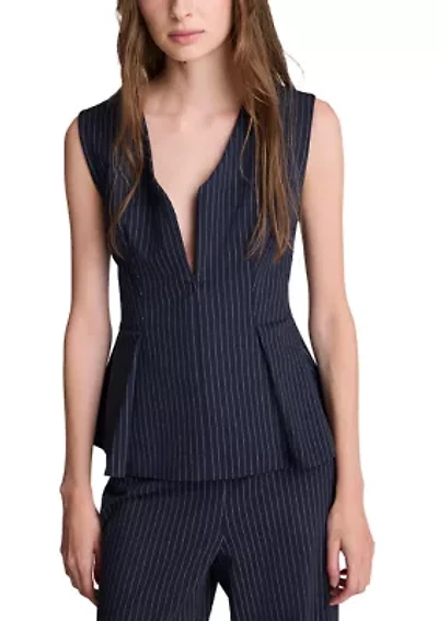 Women's Sleeveless V-Neck Peplum Blouse