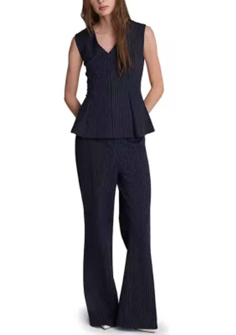 Women's Sleeveless V-Neck Peplum Blouse