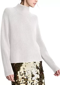 Women's Long Sleeve Funnel Neck Ribbed Sweater