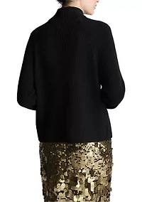 Women's Long Sleeve Funnel Neck Ribbed Sweater