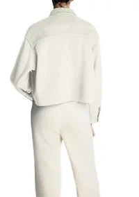 Women's Button Front Vegan Suede Top