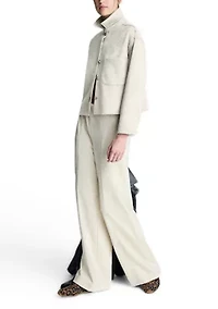 Women's Button Front Vegan Suede Top