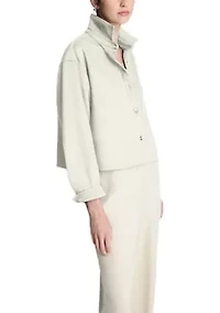 Women's Button Front Vegan Suede Top