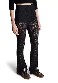 Women's Sheer Lace Flare Pants
