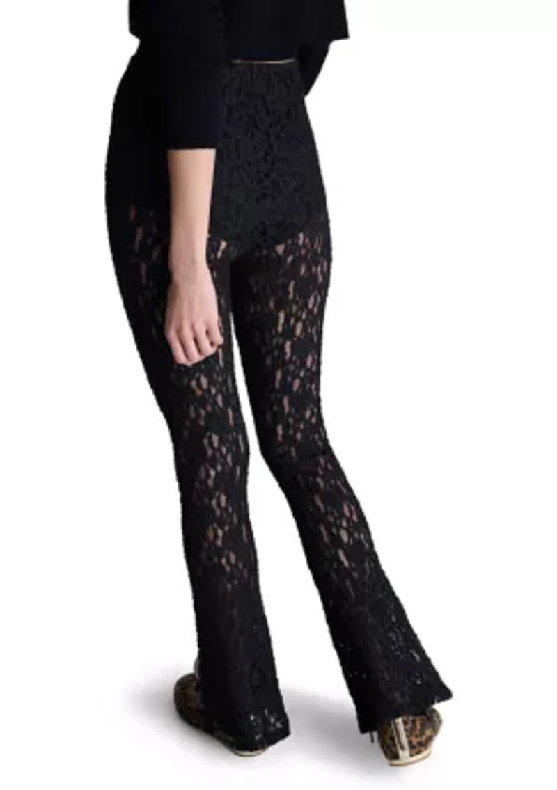 Women's Sheer Lace Flare Pants