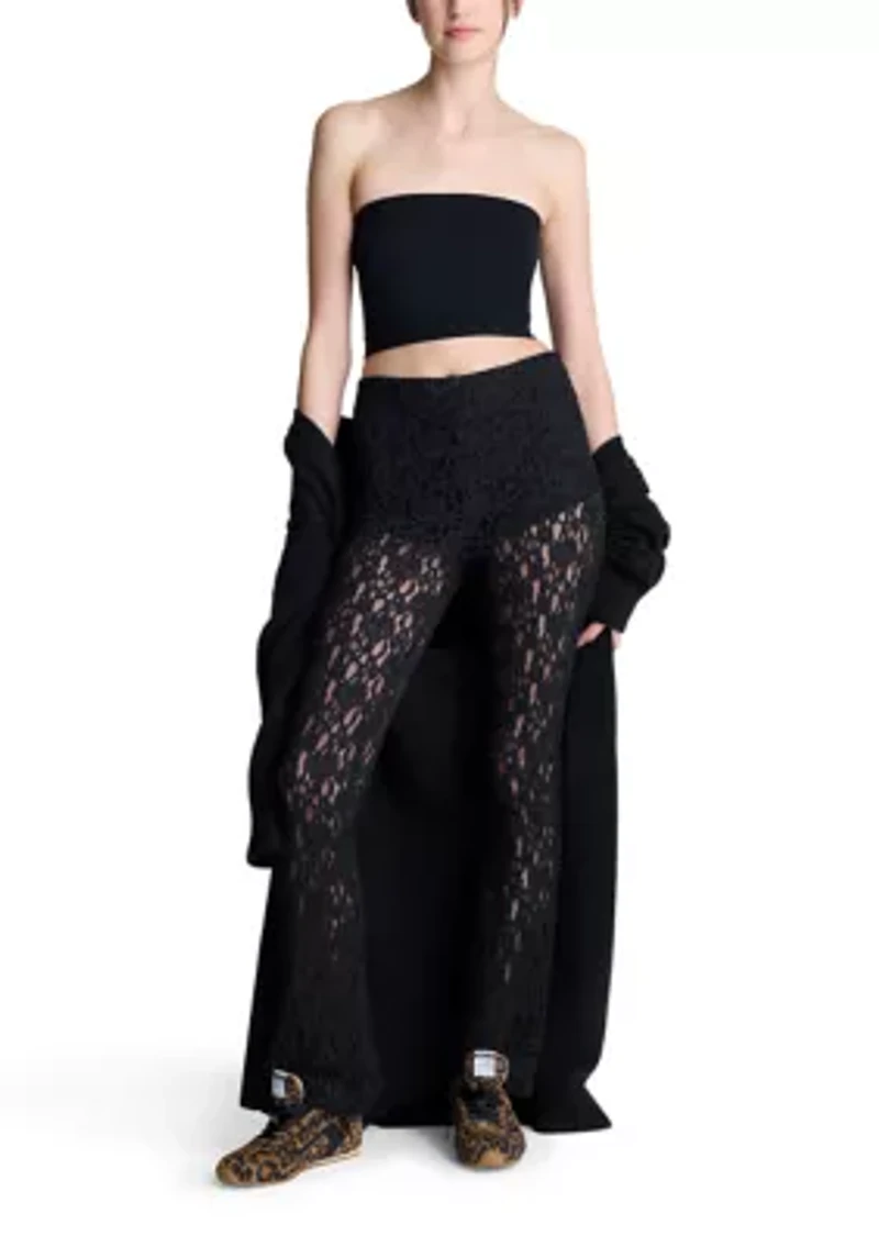 Women's Sheer Lace Flare Pants