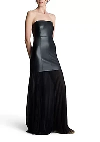 Women's Strapless Pleated Sheer Hem Dress