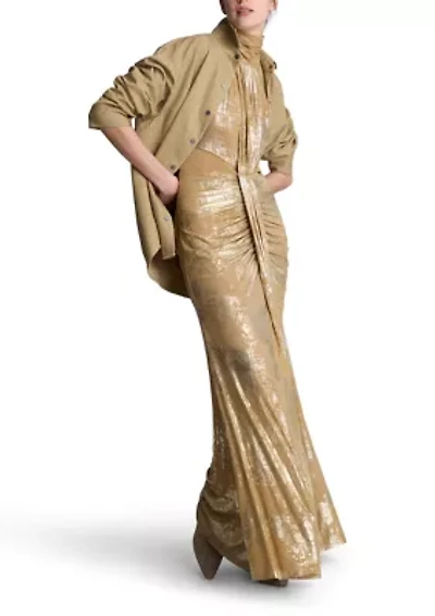 Women's Sleeveless Cutout Metallic Midi Dress