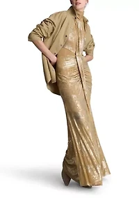 Women's Sleeveless Cutout Metallic Midi Dress