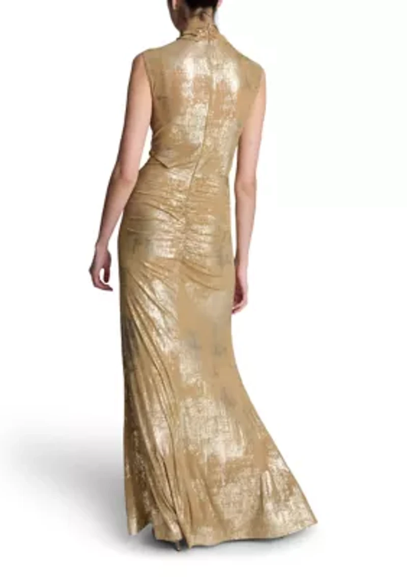 Women's Sleeveless Cutout Metallic Midi Dress