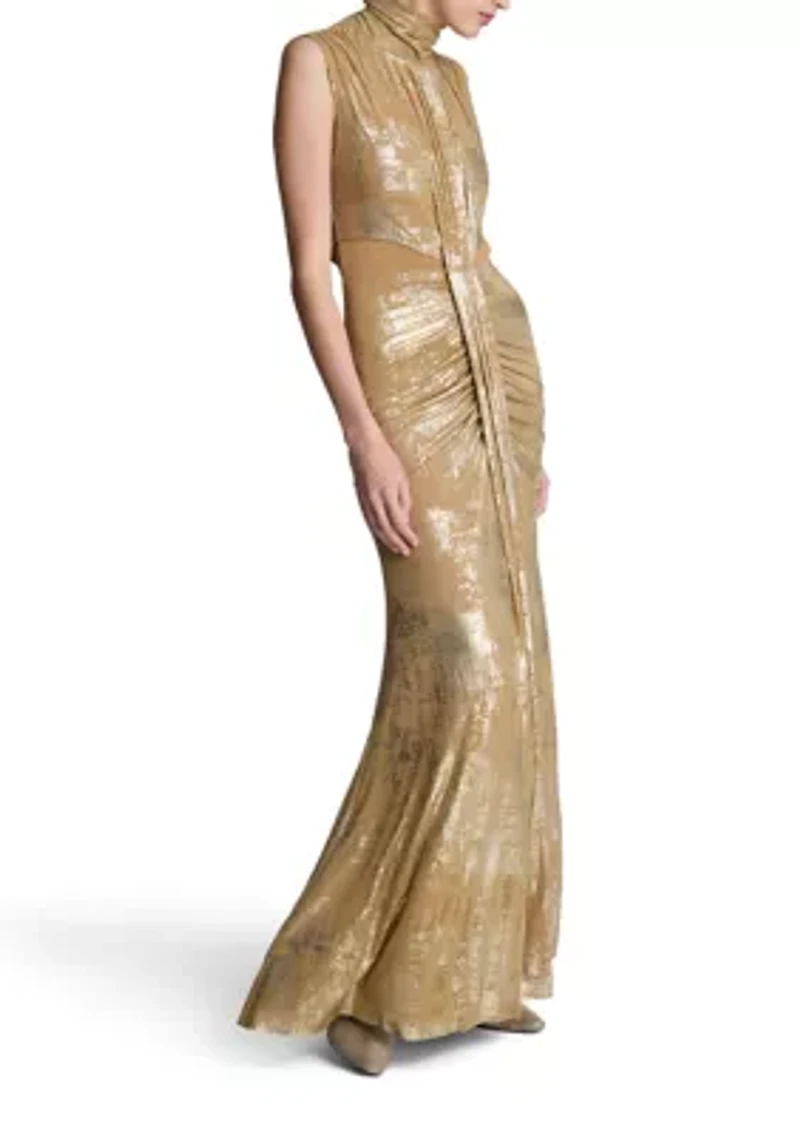 Women's Sleeveless Cutout Metallic Midi Dress