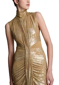 Women's Sleeveless Cutout Metallic Midi Dress