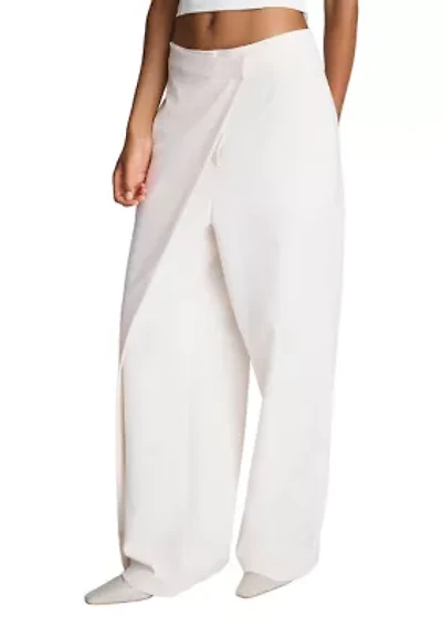 Women's Asymmetrical Wrap Flat Front Wide Leg Trousers
