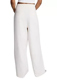 Women's Asymmetrical Wrap Flat Front Wide Leg Trousers