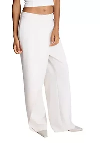 Women's Asymmetrical Wrap Flat Front Wide Leg Trousers