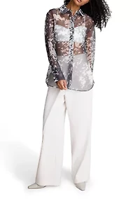 Women's Asymmetrical Wrap Flat Front Wide Leg Trousers