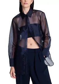 Women's Oversized Button Front Long Sleeve Shirt