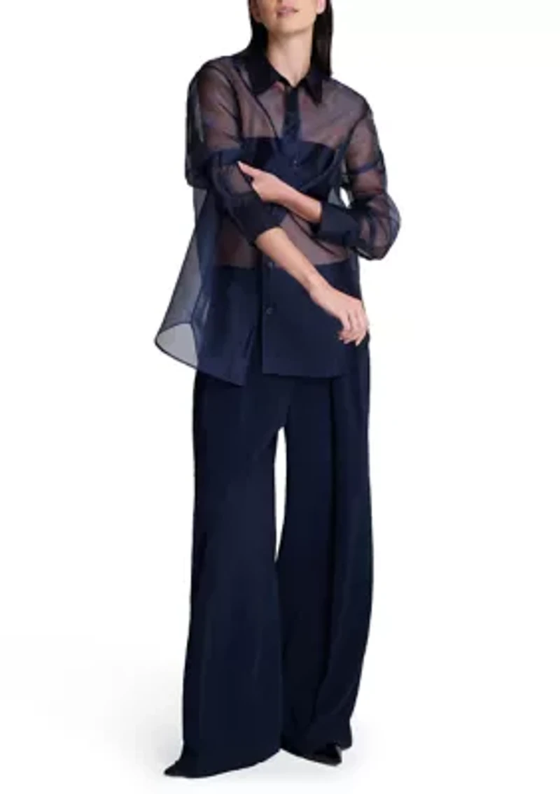 Women's Oversized Button Front Long Sleeve Shirt