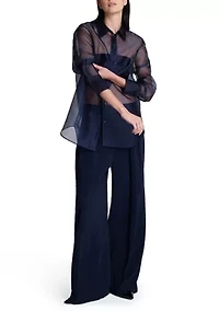 Women's Oversized Button Front Long Sleeve Shirt