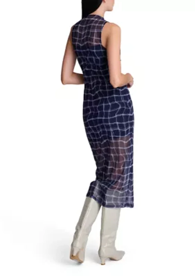 Women's Hi-Neck Mesh Midi Dress