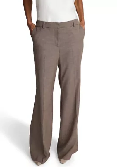 Women's Mid Rise Flat Front Flare Pants