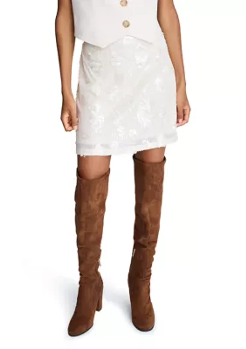 Women's Sequin Tweed A-Line Mini Skirt
