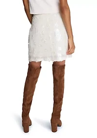 Women's Sequin Tweed A-Line Mini Skirt