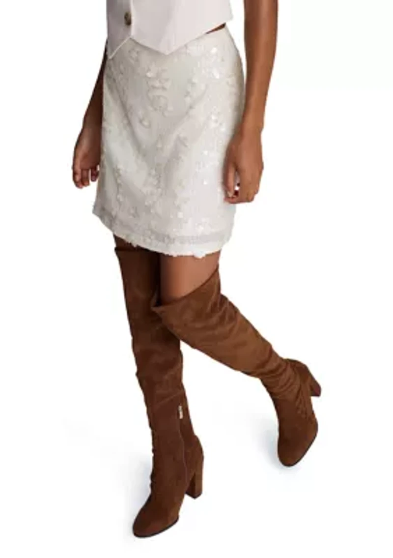 Women's Sequin Tweed A-Line Mini Skirt