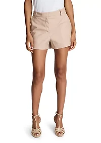 Women's Vegan Leather Fly Front Shorts