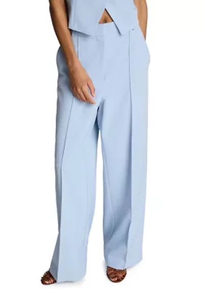 Women's Fly Front High Rise Wide Leg Pants
