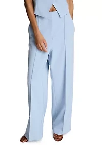 Women's Fly Front High Rise Wide Leg Pants