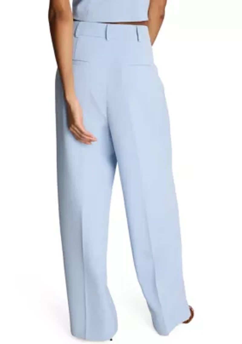 Women's Fly Front High Rise Wide Leg Pants