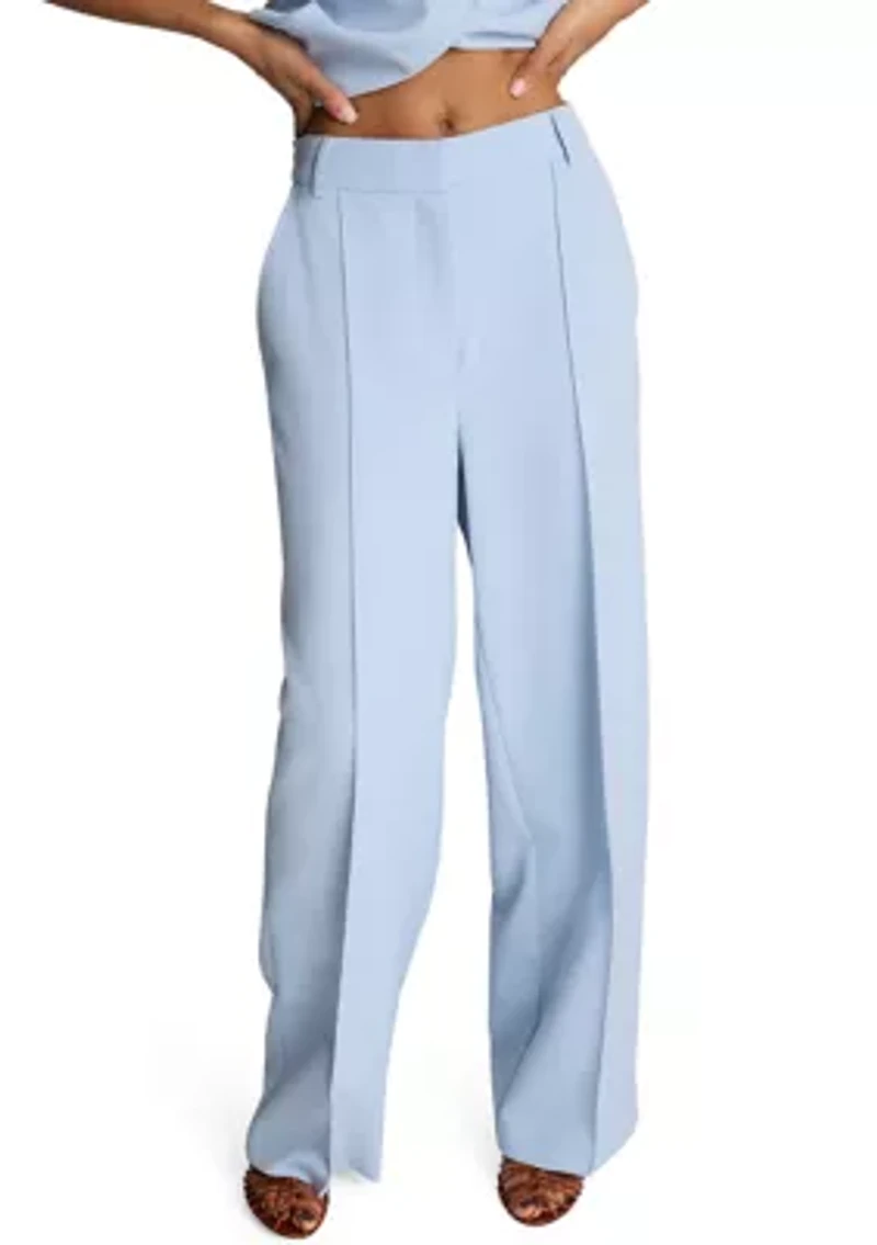 Women's Fly Front High Rise Wide Leg Pants