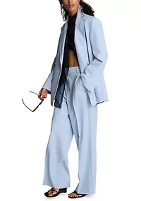 Women's Fly Front High Rise Wide Leg Pants